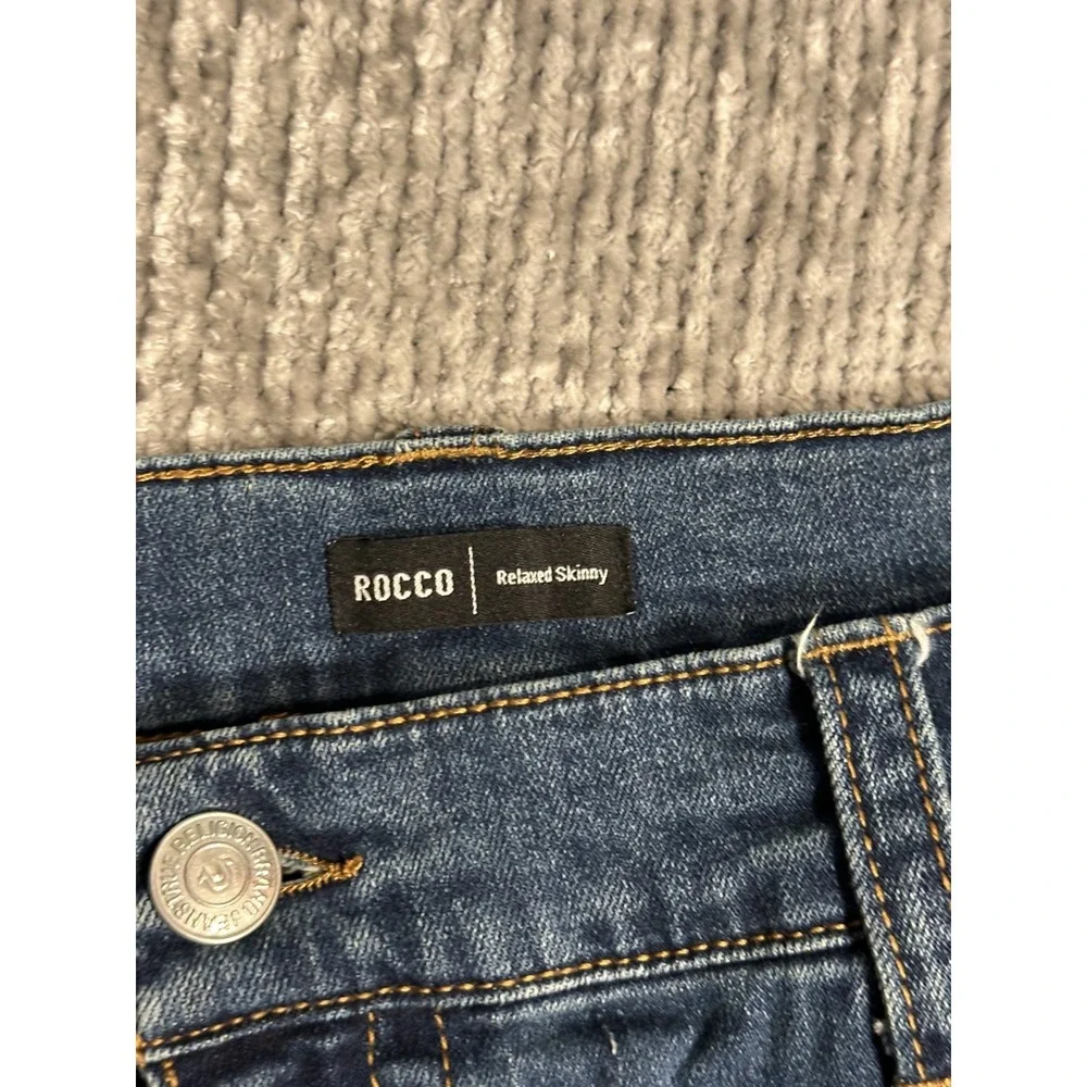 True Religion Jeans Mens 44x32 Ricky Relaxed Skinny Flap Med Blue Wash Denim